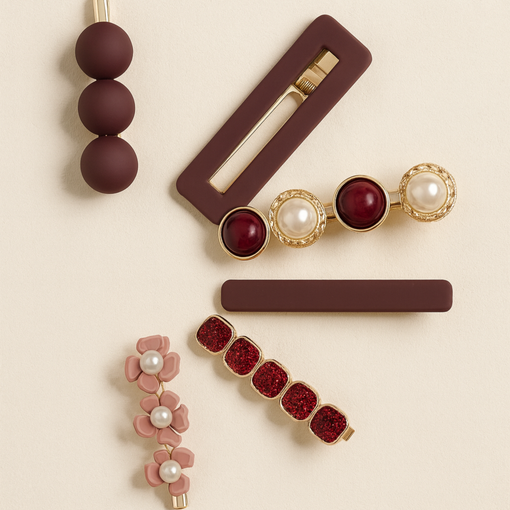 Sada sponek do vlasů NIKAE červená2